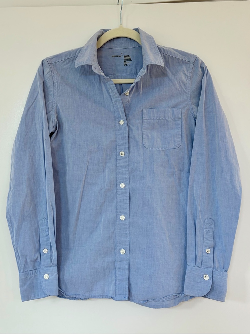 Muji French Blue Organic Cotton Broadcloth Button Down — Size Small
